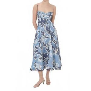 NEW SIMKHAI analise bustier midi dress in blue hydrangea